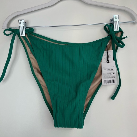 NWTWomen's Ribbed High Leg Extra Cheeky Bikini Bottom - Shade & Shore Green XL - Picture 9 of 17